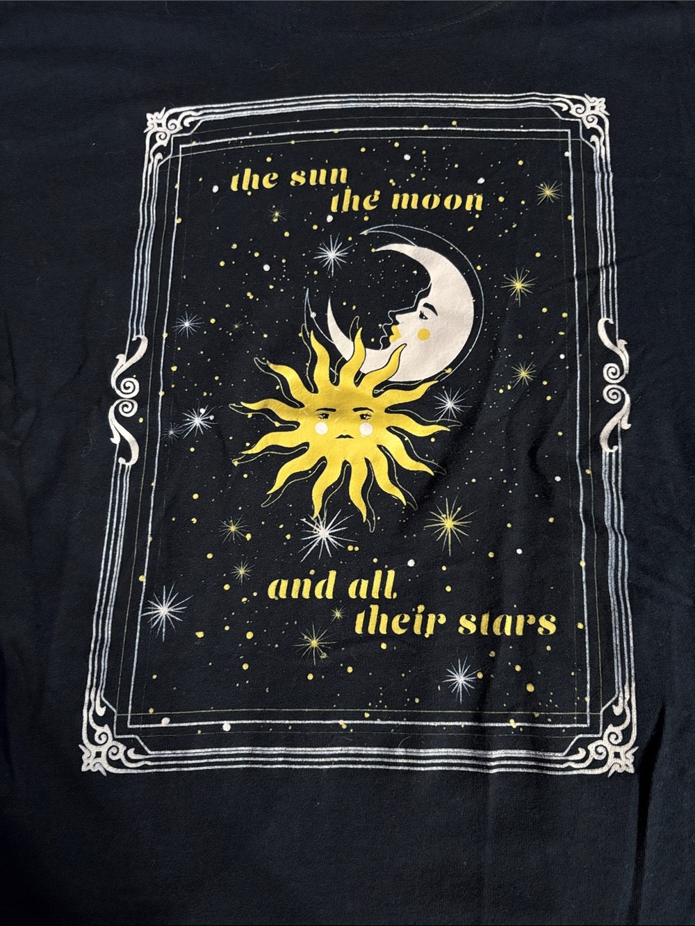 Awake Black Short-Sleeve Tee with Yellow Sun & White Moon Graphic Panel - Picture 2 of 3